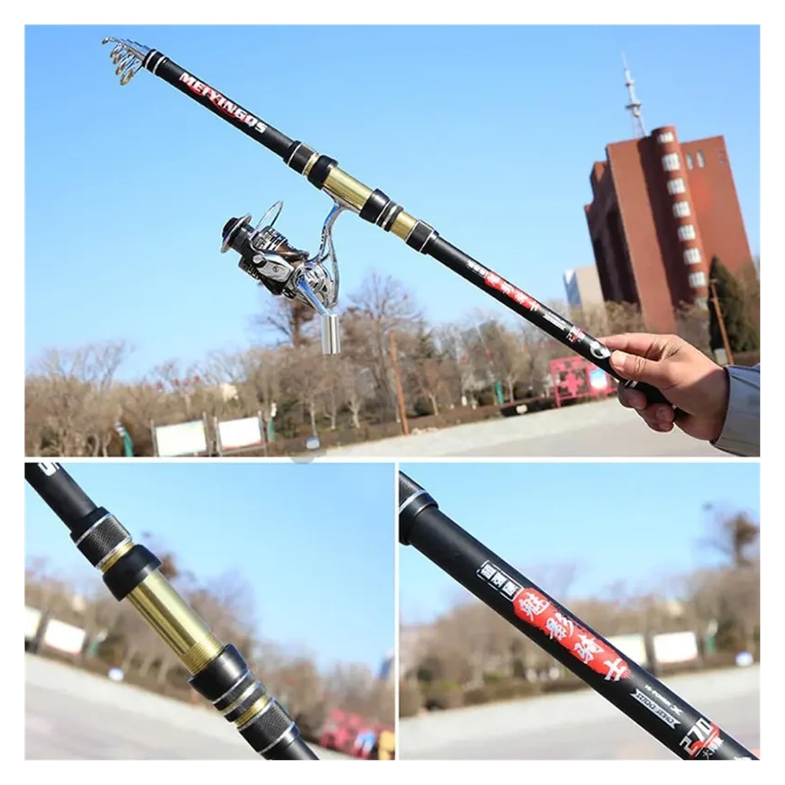 Canne A Peche Mer LéGèRe,Fishing Rod Casting Canne à pêche télescopique Portable 2,1 m,4,7, 3,6,9,5, Canne de Voyage en mer, Bateau, Rocher, équipement la Carpe