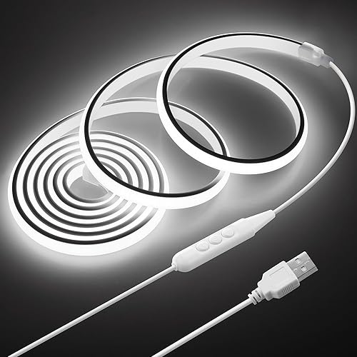 Miniatura 10 de Tira de luces LED blancas de luz diurna de 16.4 pies, 24 V, impermeable, kit de tira LED COB con control remoto, luz de cinta LED flexible regulable