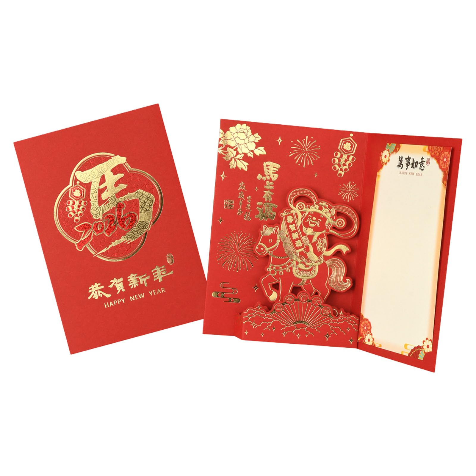 Kalttoy Festival Dimensional New Year Greeting Card Traditional Chinese Cultural Designs Popup Art for Family Blessing Chinese New Year Invitation Card