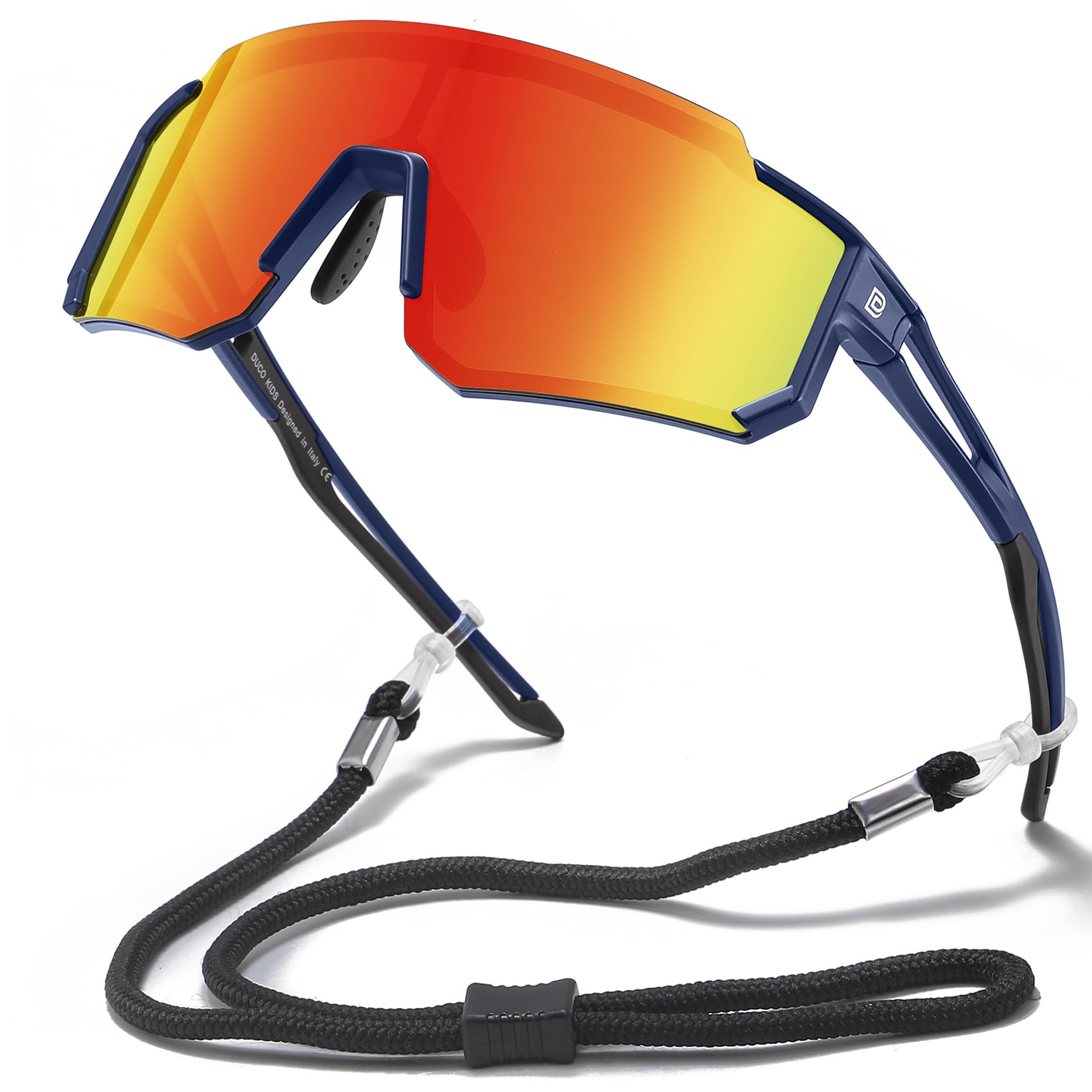 DUCO Polarized Kids Sunglasses Youth Baseball Sports Sun Glasses UV400 Shades with Strap for Teens Boys Girls DK310