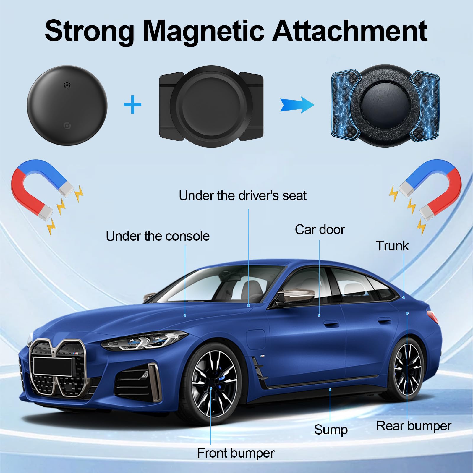 GPS Tracker for Vehicles, Mini Portable Magnetic Car Tracker, Work with iOS and Android, Car Gps Tracker Anti-Theft Tracker with Real-Time Location, No Monthly Fee or Subscription/No SIM Card Required — view 4
