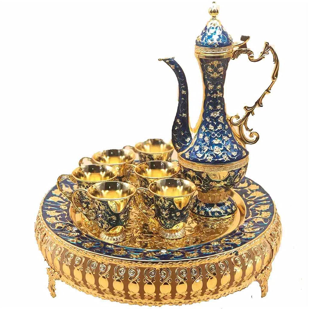 Tyuhduyur A The Wine Set Liquor Tray Department Upscale Metal Pattern Jug Wine Set Whiskey Glass Sake Set (Color : C) (A)