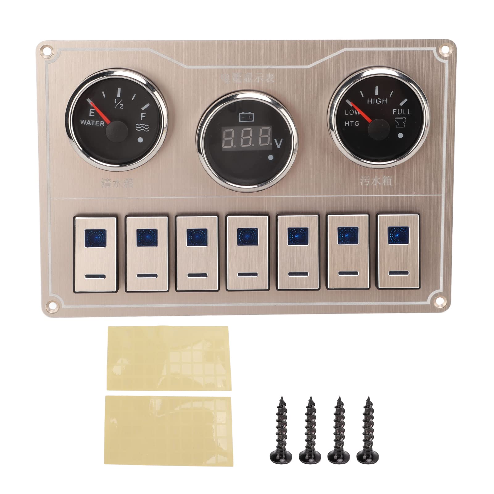 Panel de interruptor basculante, panel de control de interruptor de palanca Panel de botón basculante impermeable de calibre 3 y 7 bandas con luz indicadora para automóviles de 9 V a 30 V, barcos, yat