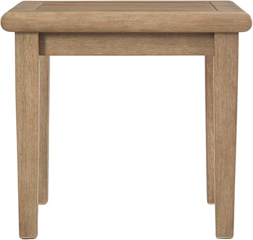 Miniatura 3 de Signature Design by Ashley Gerianne - Mesa auxiliar cuadrada de madera de eucalipto para exteriores, color beige