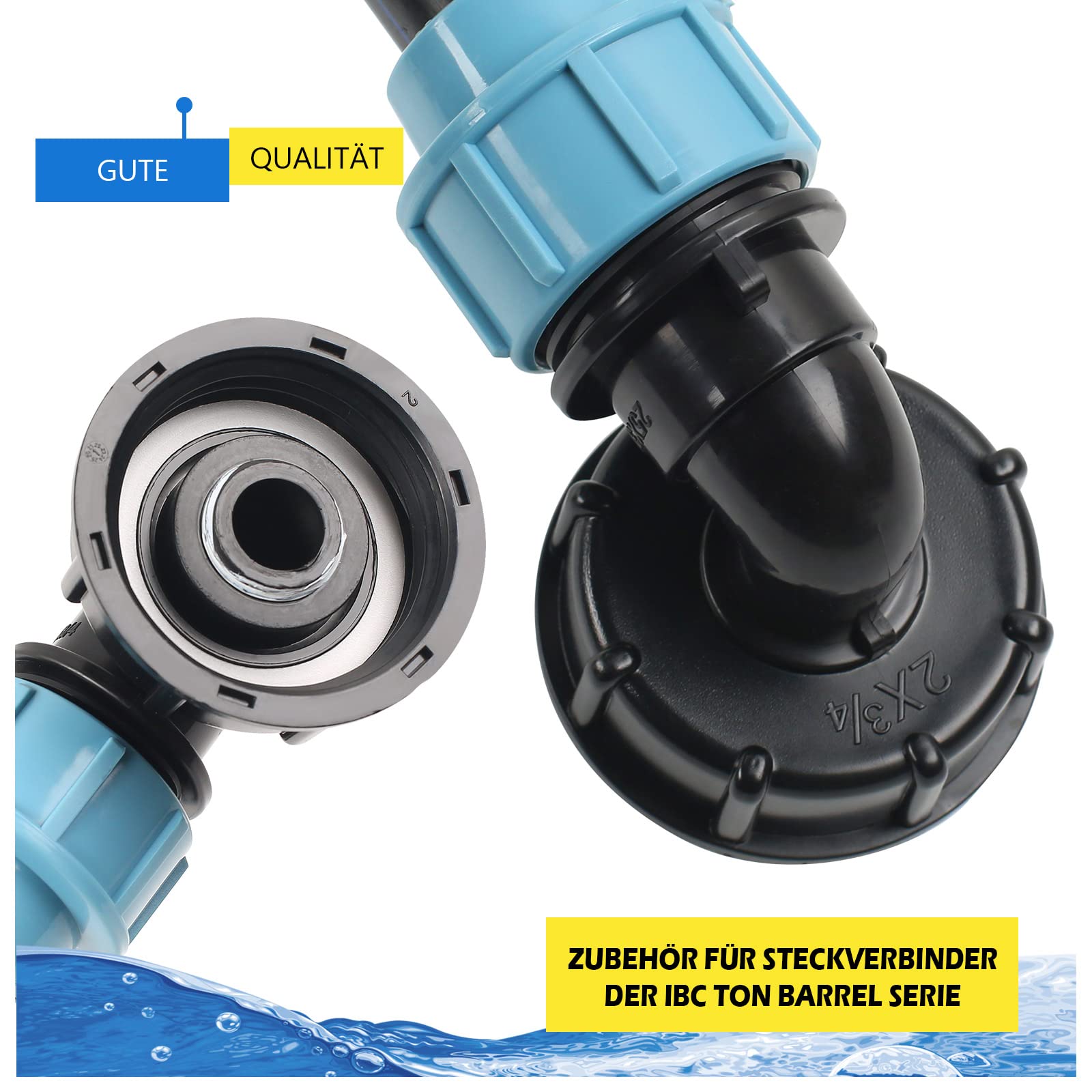 IBC Cuello de cisne 3/4 pulgadas, adaptador IBC, válvula de depósito, grifo de salida para tanque de agua de lluvia, grifo de salida IBC adaptador (TyP 2)