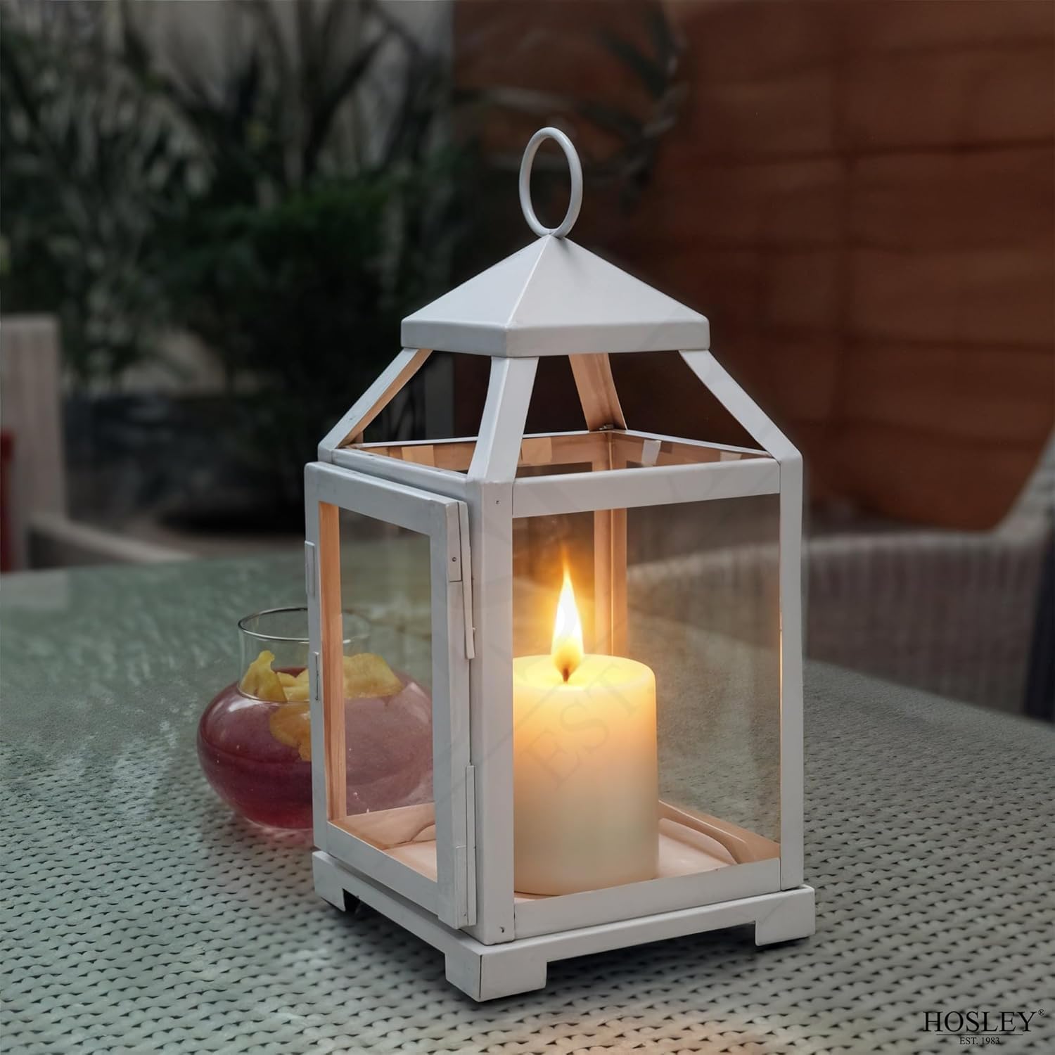 Buy HOSLEY White Classic Style Glass Iron Lantern with One Pillar