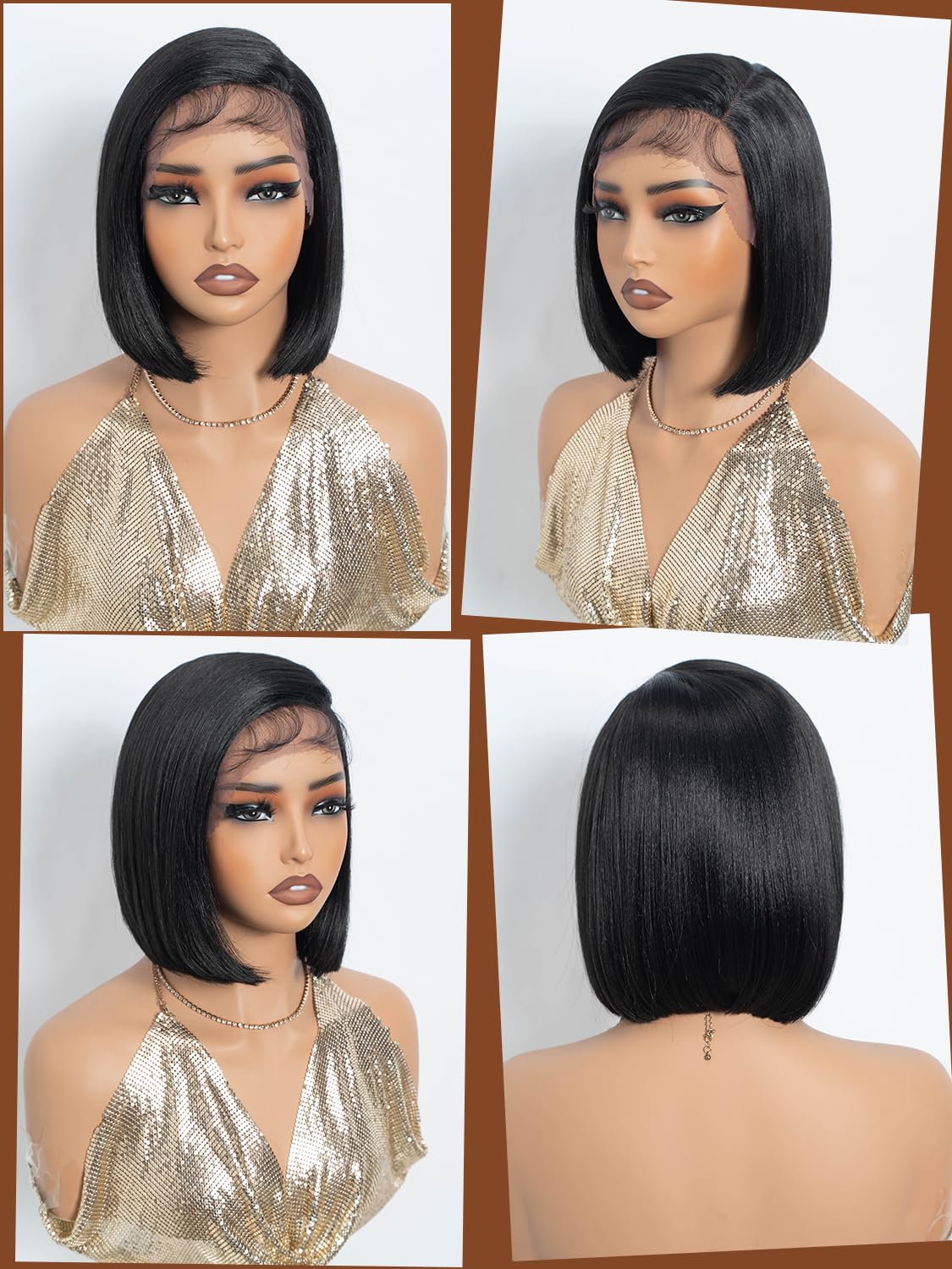 Joedir Black Bob Wig with Side Part Synthetic Lace Front Wigs with Baby Hair 10 Inch Short Straight Bob Wig for Black Women - Image 3