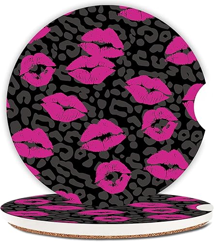 Miniatura 23 de Posavasos de automóvil para portavasos de automóvil, bonitos accesorios de automóvil para interior de mujer, 2 posavasos para automóvil, tapete de