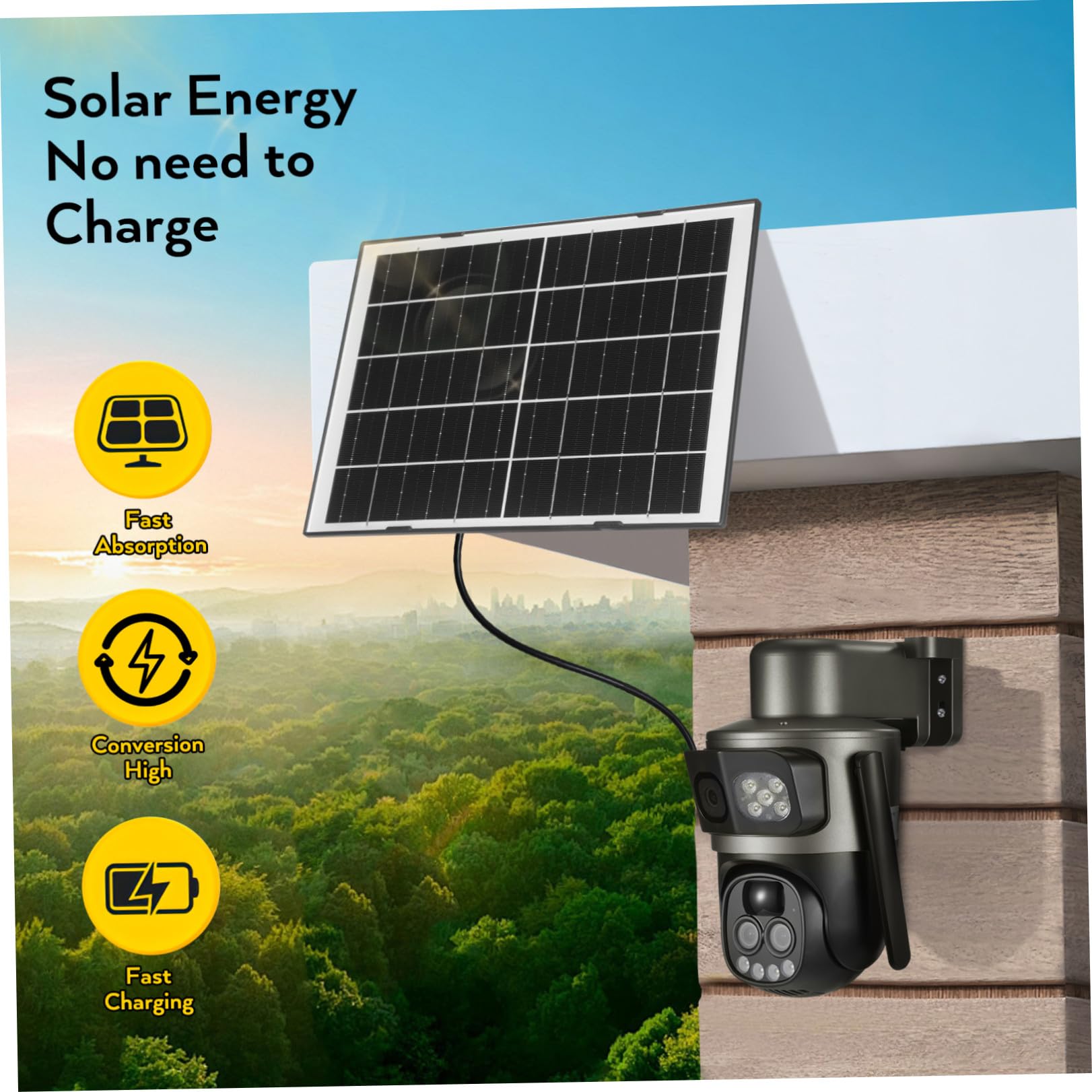 Telecamera di Sicurezza Solare Esterna Wifi 5mp con Zoom 10x e Visione