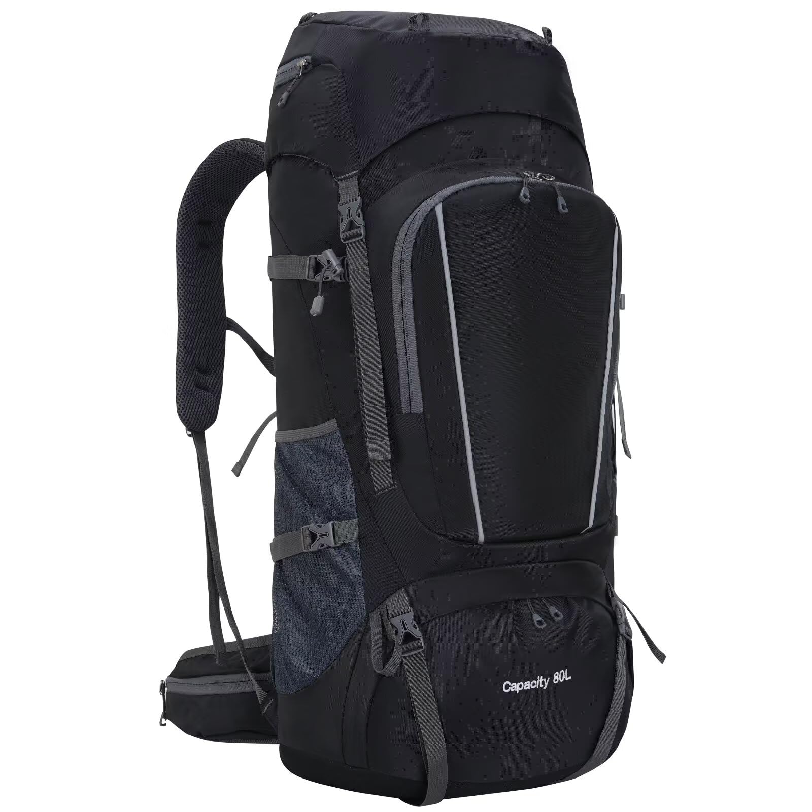 Ezmina 80L Hiking Backpack with Rain Cover Large Camping Rucksack for Men Women Lightweight Travel Backpacking Waterproof Trekking Bag Hiker Daypack for Touring Climbing Outdoor Sport Mountaineering