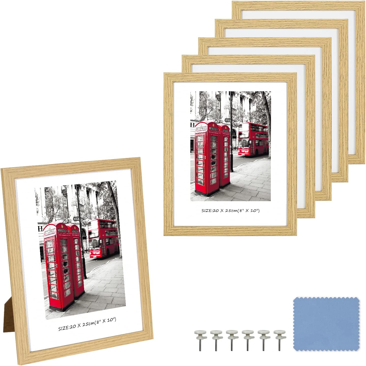 8x10 Picture Frames Set of 6, Wooden Picture Frame Set