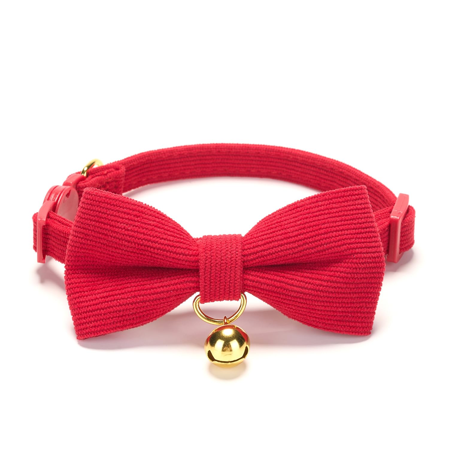 YUDOTE Cotton Breakaway Cat Collar with Bow Tie and Bell, Adjustable Cute Soft Corduroy Kitten Collars for Girl and Boy Cats