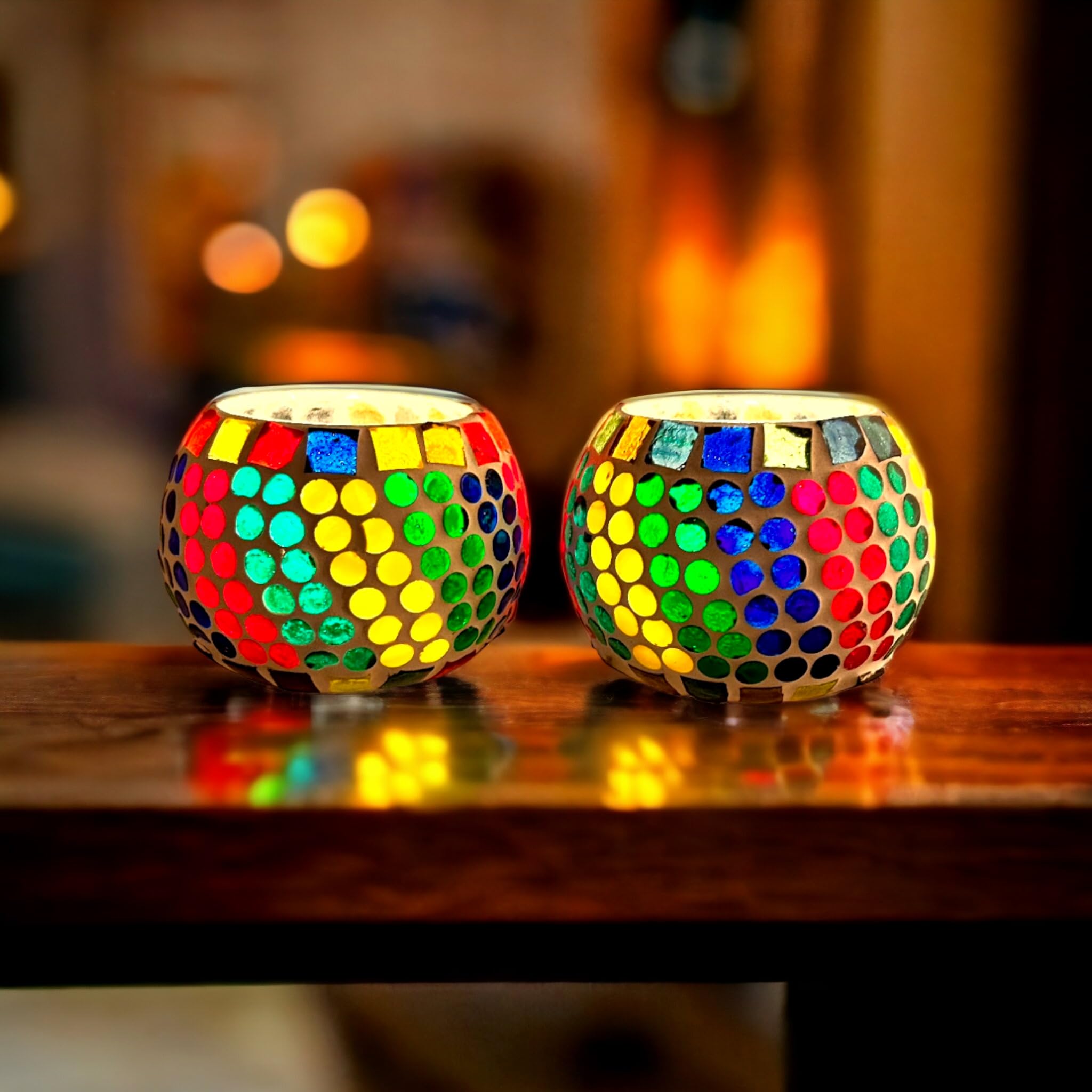 Artook Decor Set of 2 Glass Mosaic Candle Holders, Votive Candle Holders, Tealight Candle Holders (Design 5) (B0C72P24XW) Amazon Price History, Amazon Price Tracker