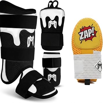 MediCaptain Black TripleGuard Leg Guard, Hand Guard, Elbow Guard + Comic Sliding Mitt Baseball Hitter Protection Bundle Ages 13+
