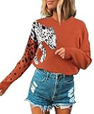 Women's Sweaters Casual Floral Printed Patchwork Long Sleeves Knitted Pullover Cropped Sweater Tops