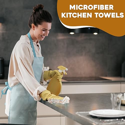 Miniatura 5 de Wildflowers - Toallas de cocina de microfibra  Patrón de flores rosas y moradas  Toalla de cocina de tela de gofre  Toallas de cocina súper