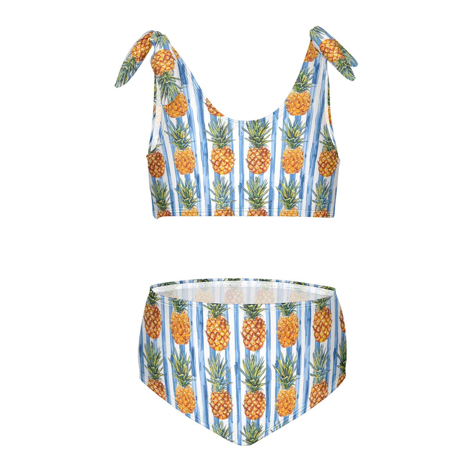 Pineapples Girls Two Piece Tankini Swimsuits Summer Bathing Suit Beach Swimwear Set, 4T