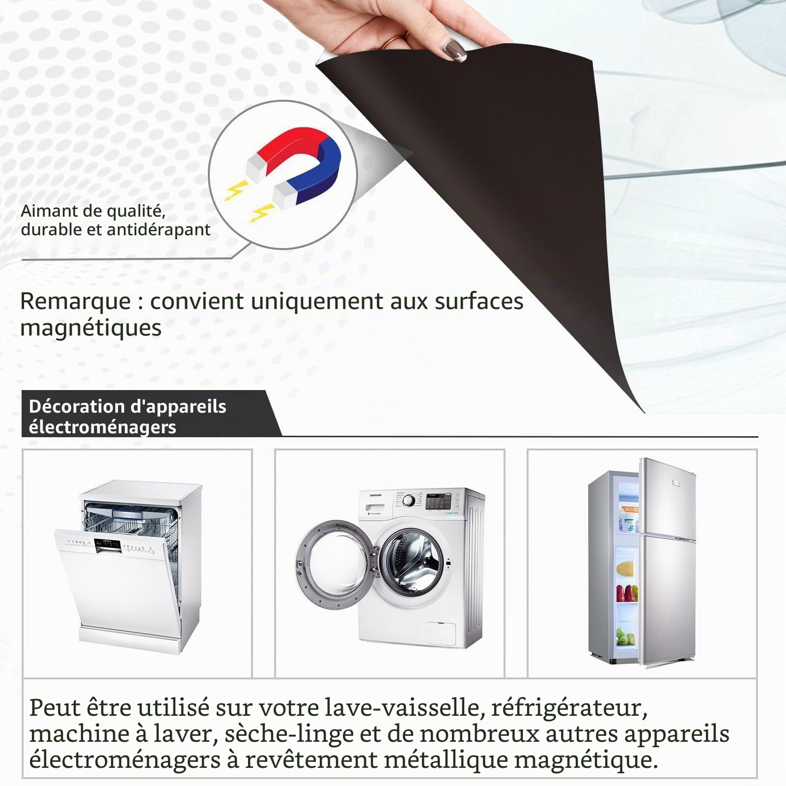 58,42 x 58,42 cm Couvercle magnétique décoratif pour lave-vaisselle en forme de pissenlit pour porte avant