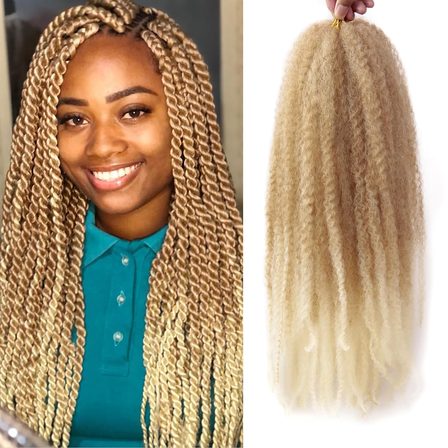 TUVOJALE Marley Twist Braiding Hair 14 inch Afro Kinky Curly Crochet Braids 8 Packs Cuban Twist Crochet Braids Synthetic Low Maintenance Skin-Friendly