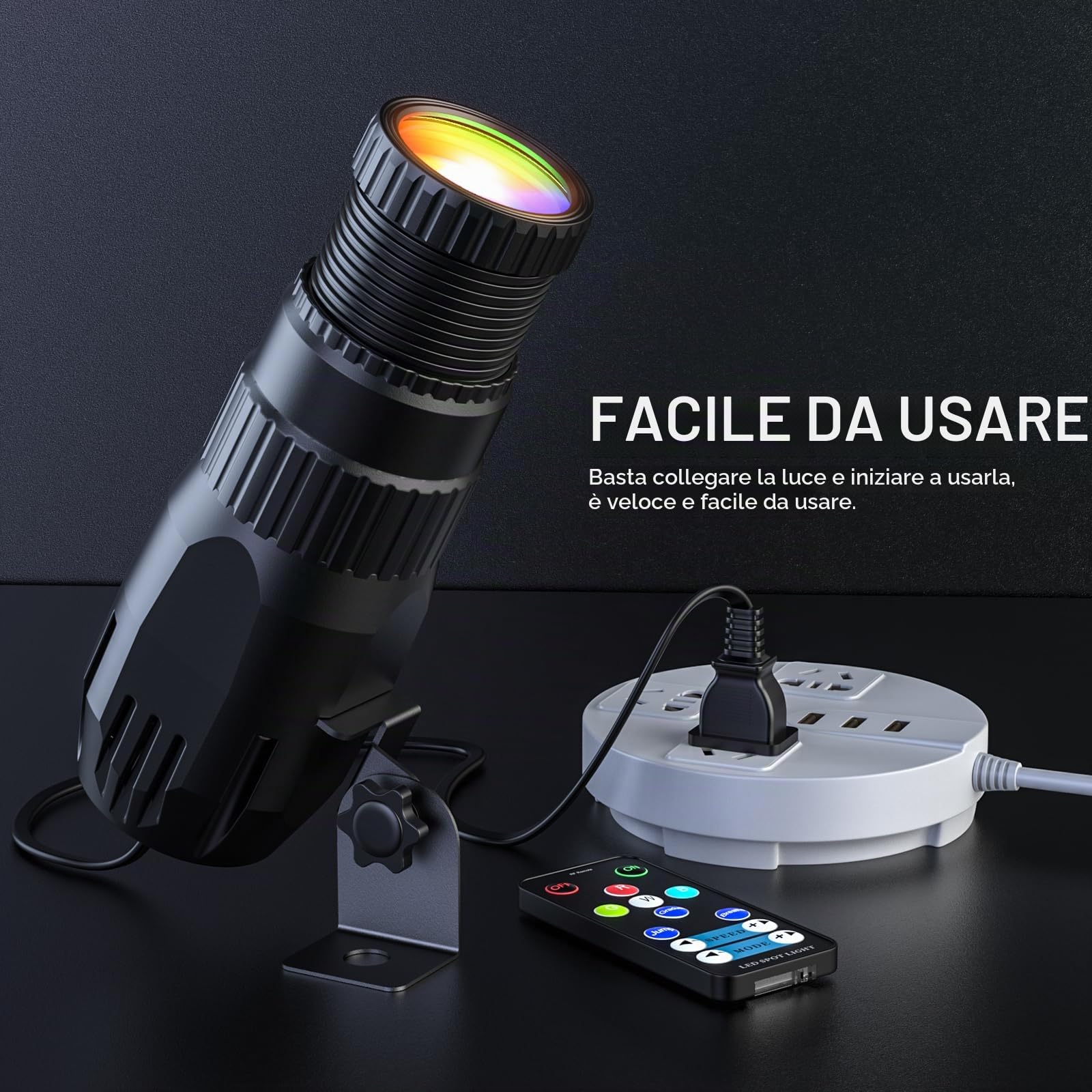 20W LED Pin Spot Luce RGBW 4 in 1 Proiettore a Sfera da Discoteca 4 modalità Beam Spot Lights con Telecomando per Feste Matrimoni Spettacoli Bars Discoteca