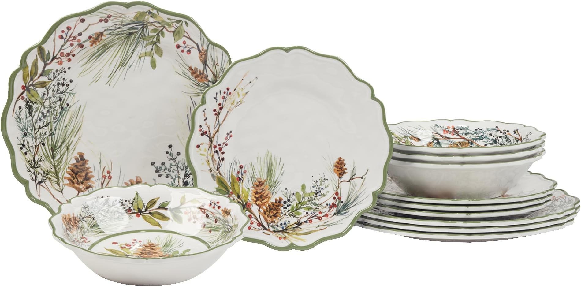 Winter Forest 12 Pc Dinnerware Set, Service for 4