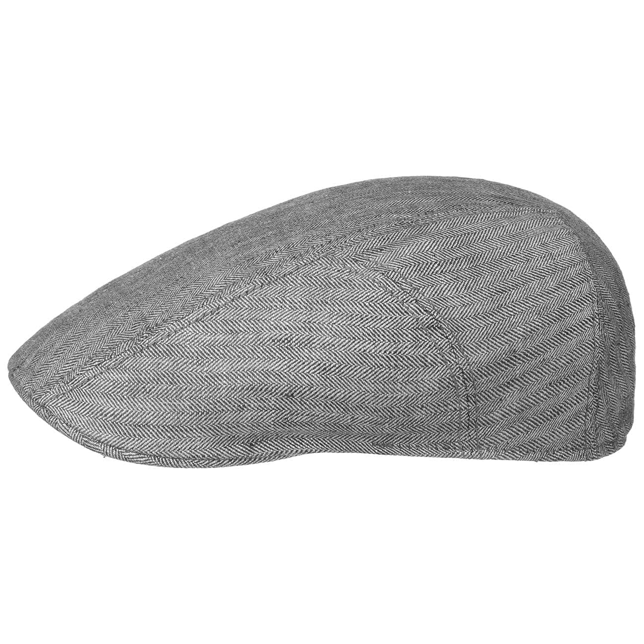 Stetson Herringbone Linen Flat Cap Men Grey 7 1/8