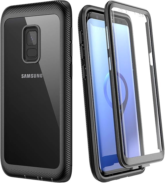 WE LOVE CASE Samsung Galaxy S9 Case, Built-in Screen Protector Real 360 Protection Full Body Slim Fit Rugged Clear Bumper Case Shockproof Dustproof Protective Phone Case for Samsung S9 (Black)
