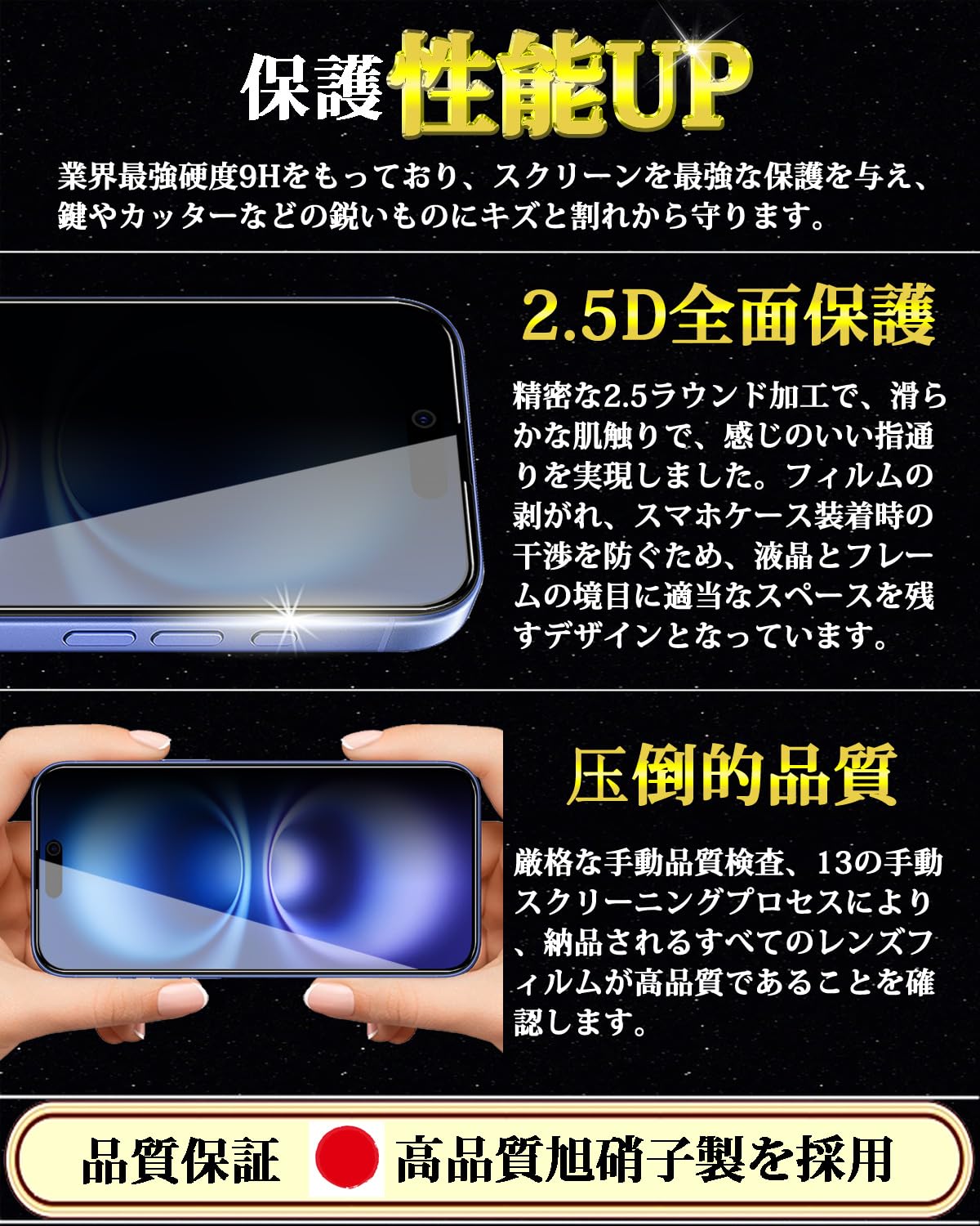 Amazon | 対応 iPhone16 ガラスフィルム 覗き見防止 iPhone 16 全面 