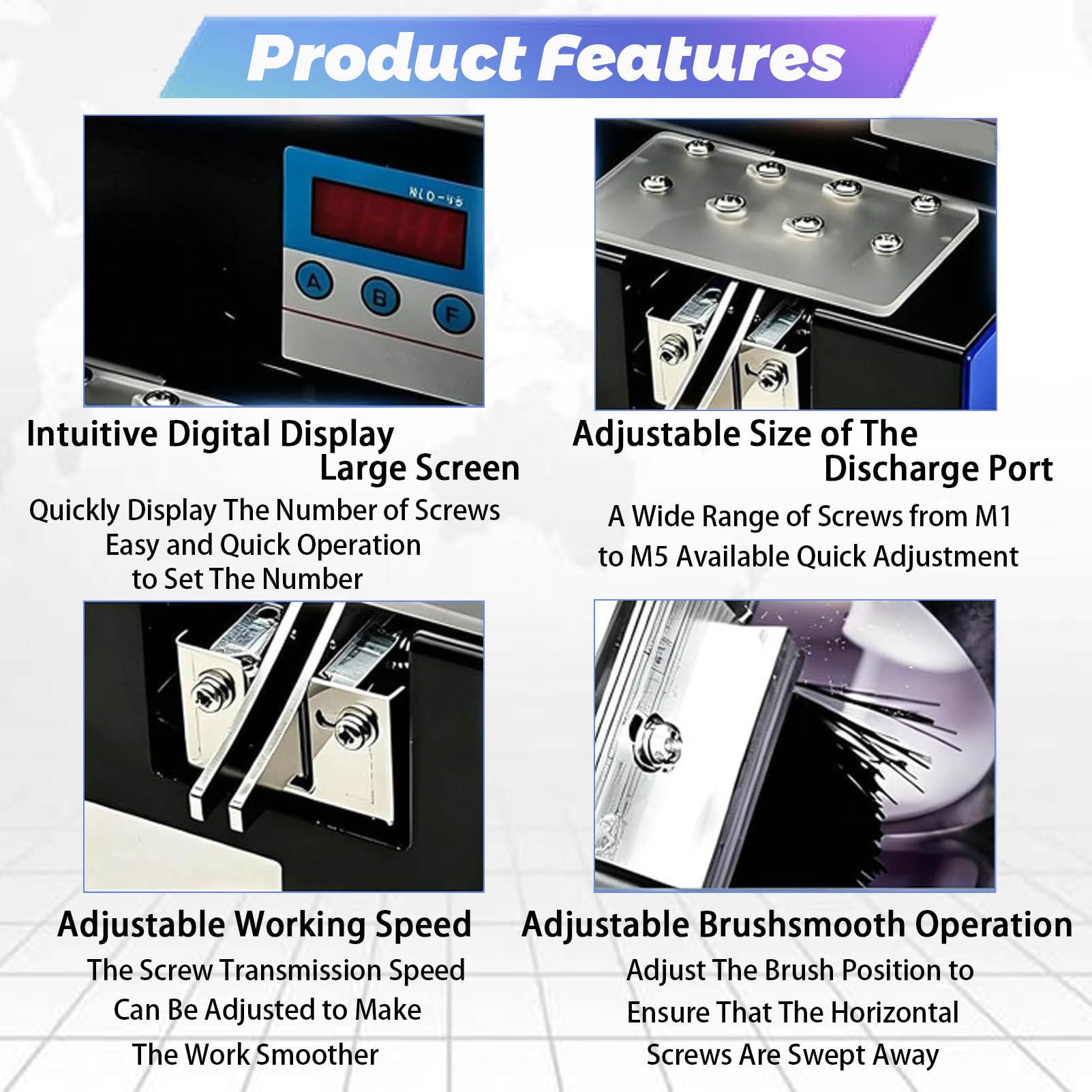 Automatischer Schraubenzähler und Zuführmaschine mit Digitalanzeige, Sicherheitsabdeckung, einstellbare Vibration, 2 Stück/Sekunde, für Verpackungsindustrie