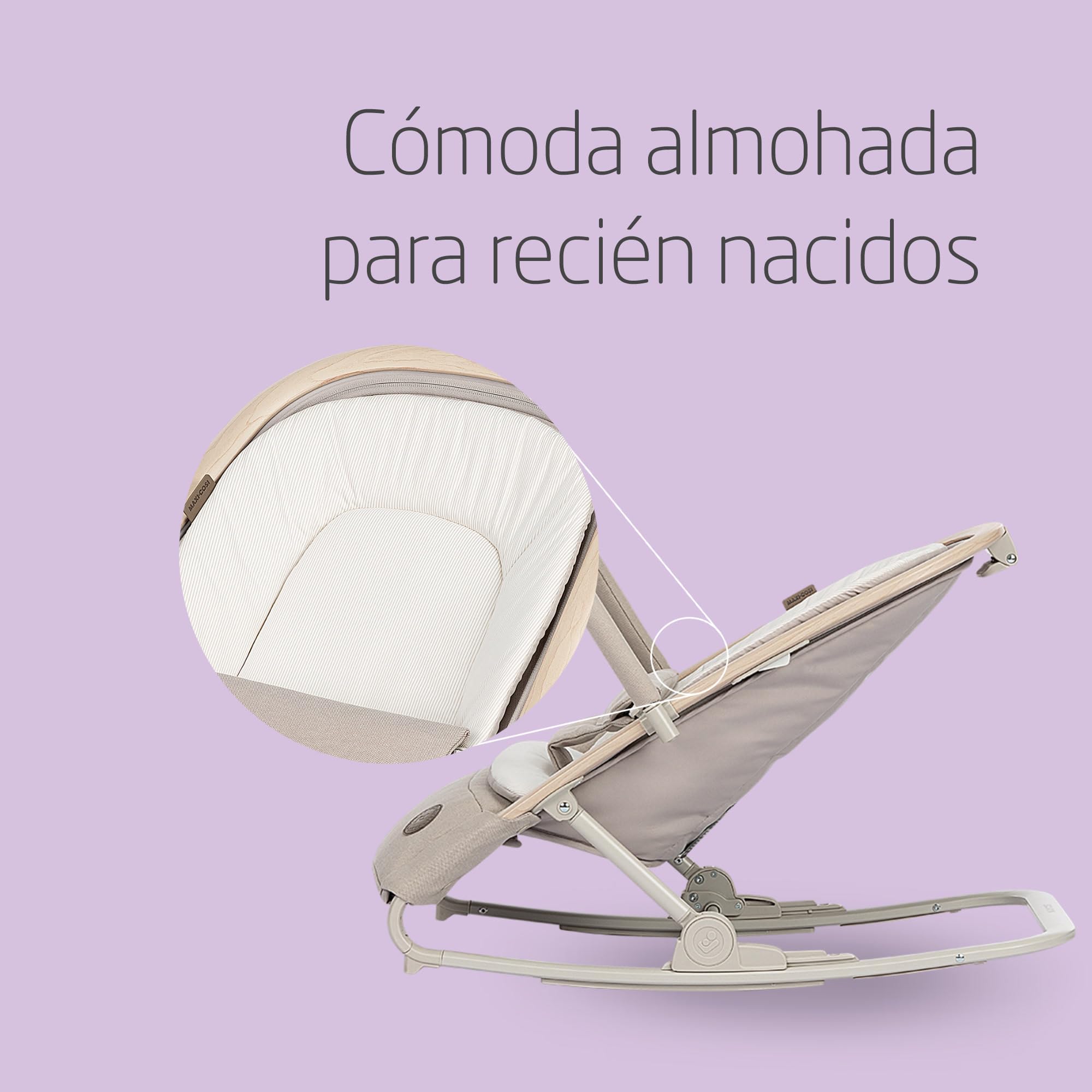 Maxi-Cosi Kori Hamaca Bebé 2 en 1 con arco de juegos, 0-2 años, máx.15 kg, balamcin bebe, 3 posiciones de reclinación una sola mano, ligera y compacta, arnés Easy-in, Eco Care, Classic Beige