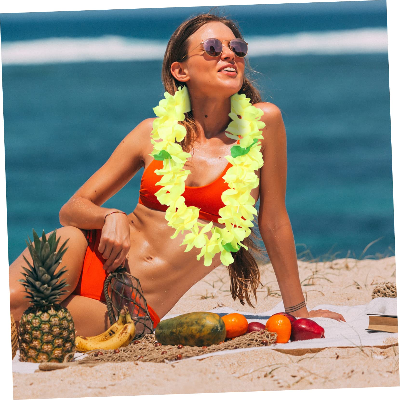 Abaodam 12 Piezas Favores De La Fiesta Hawaiana Guirnalda De Verano Collar De Flores Hawaianas Collar De Fiesta De Verano Guirnaldas Hawaianas De Verano Ropa Banquete Tela Bulto