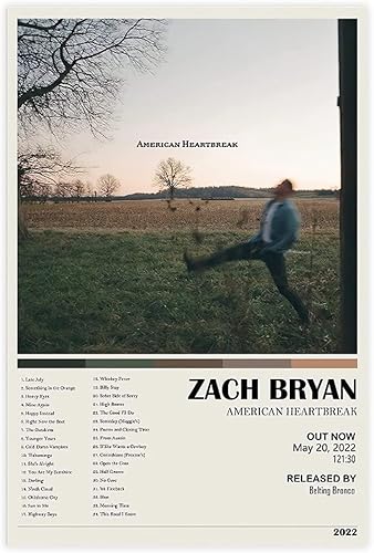 Miniatura 1 de Zach Bryan Album - Póster en lienzo con diseño de rompecorazones americanos, decoración de pared, pinturas para sala de estar, dormitorio, estilo