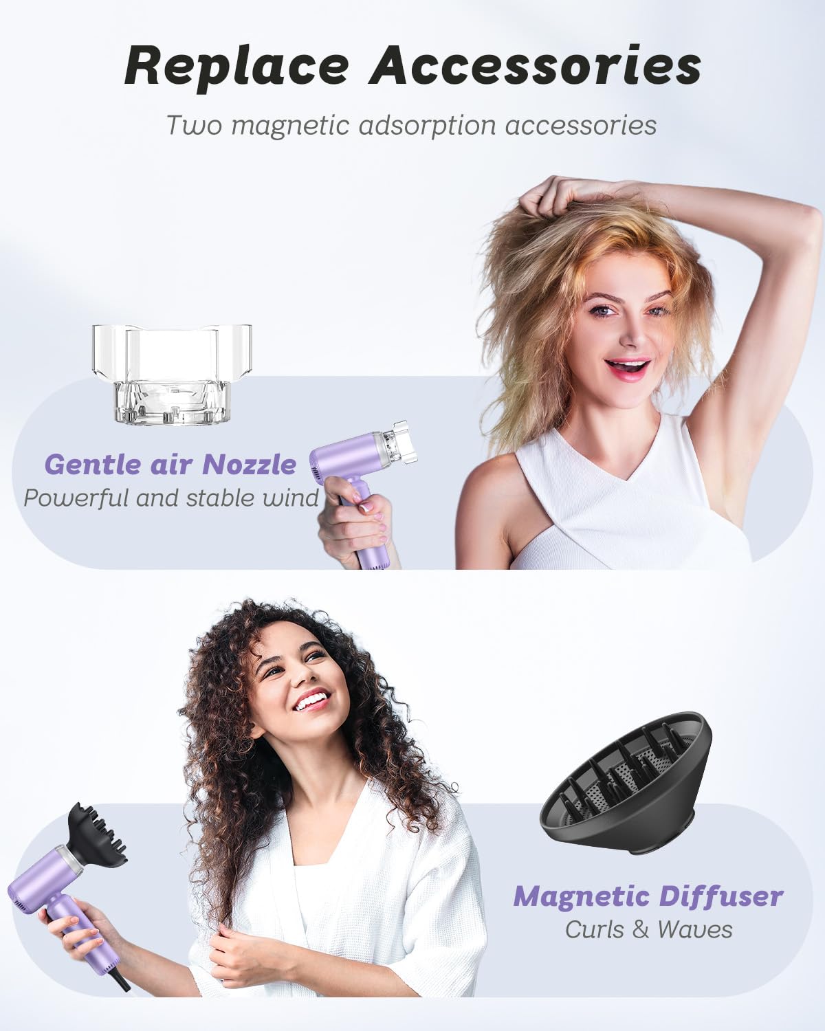 SUPGALIY Dual Voltage Ionic Travel Hair Dryer with Diffuser