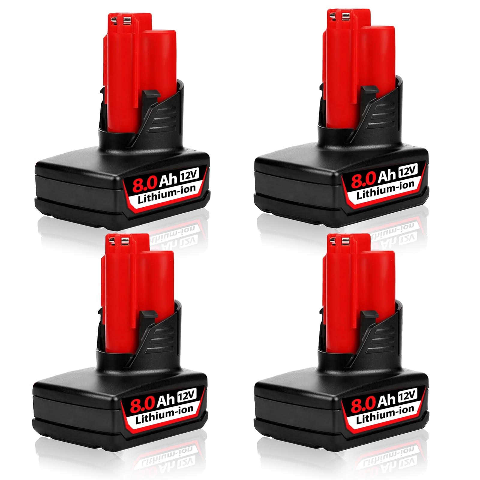 2X M-18 18V 12000mAh Replacement for Milw Battery Compatible with Milw M-18 Battery 48-11-1820 48-11-1840 48-11-1850 2646-60 with LED Indicators for Cordless Power Tool (M12 4PC) — image 1