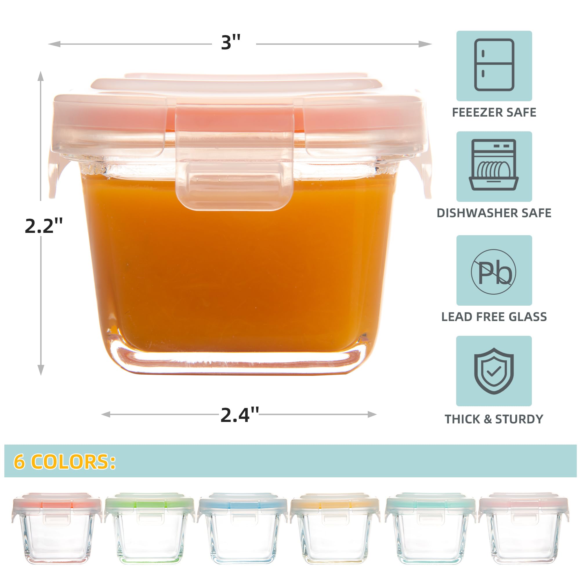 24 Pack Small Glass Containers with Airtight Lids, Food Storage ...