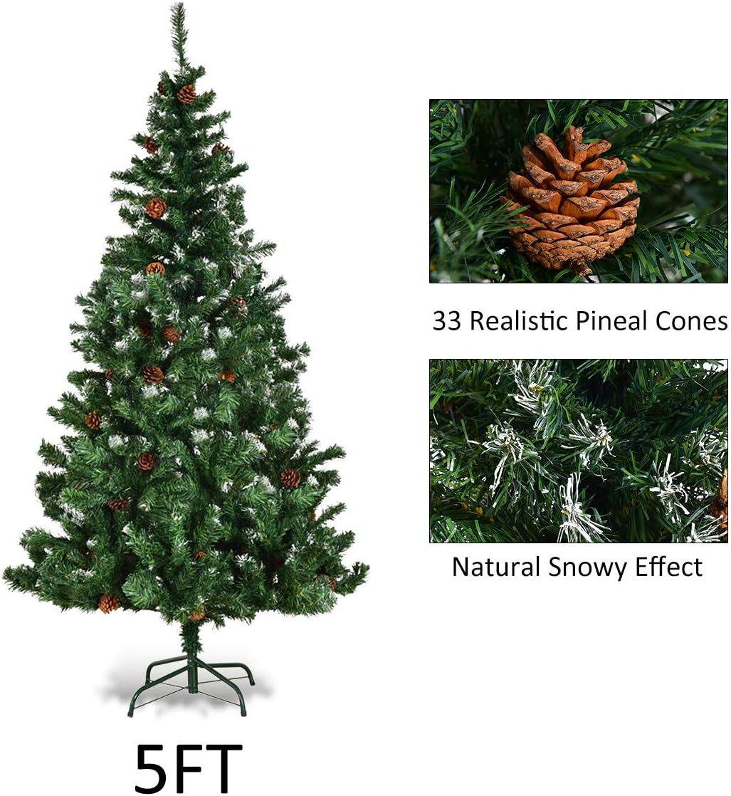 Pinehurst Christmas Tree Lighting 2022 Casart 5Ft/6Ft/7Ft Artificial Christmas Tree, Premium Hinged Fir Snow  Flocked Xmas Trees With Pine Cones, Tips And Metal Stand, Green Pvc Holiday  Decoration Gift For Indoor Outdoor (5Ft) : Amazon.co.uk: Home &