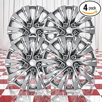 Set of 4 Front and Rear Silver 10 Split Spoke 15" Wheel Covers