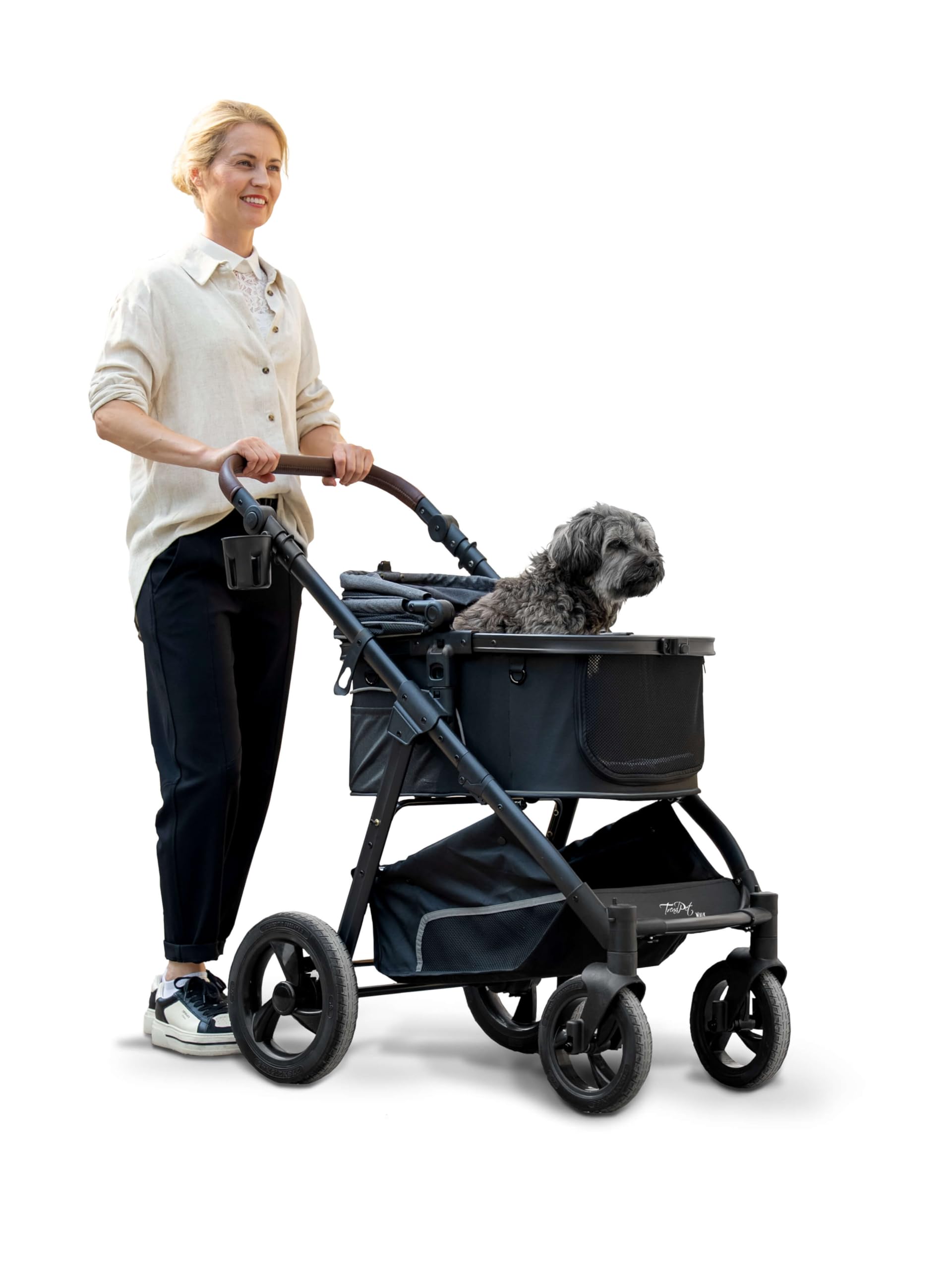 TrendPet Walk Hundebuggy aus Aluminium, Abnehmbarer Sitzkorb mit Orthopädischer Matratze, bis 22 kg