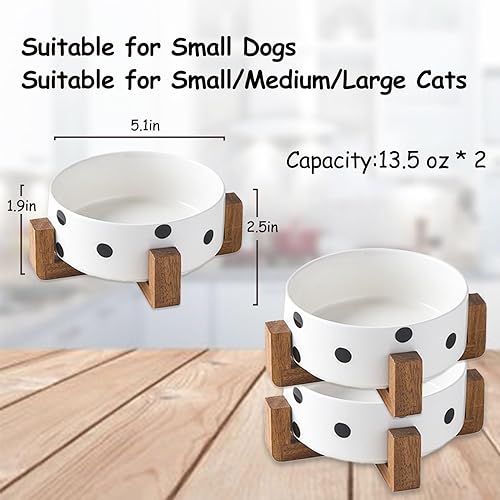 Miniatura 4 de Petygooing Juego de cuencos de cerámica para perros con soporte, cuencos pequeños para mascotas, juego de cuencos antideslizantes para alimentos y