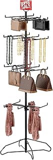 4-Tier Display Rack Retail Display Spinner Rack Rotating Jewelry Display Organizer - Floor Spinner Rack - Perfect For Wallet Items And Fashion Accessories Retail Display, Black