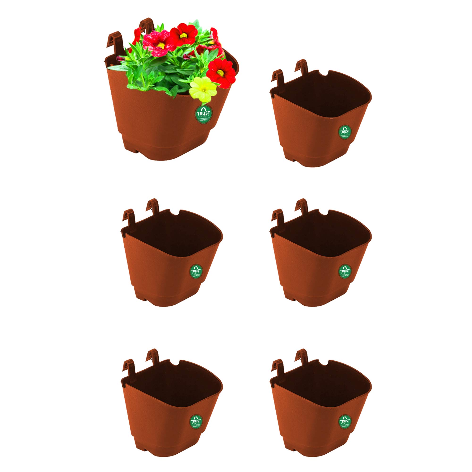 TrustBasket Set of 6 Vertical Gardening POTS/PLANTERS(Small) -Brown | Plastic Vertical Wall Hanging Pouches for Home & Outdoor Balcony Garden Decor |Wall Hanging Pouches for Grills (B07N67ZHZC) Amazon Price History, Amazon Price Tracker