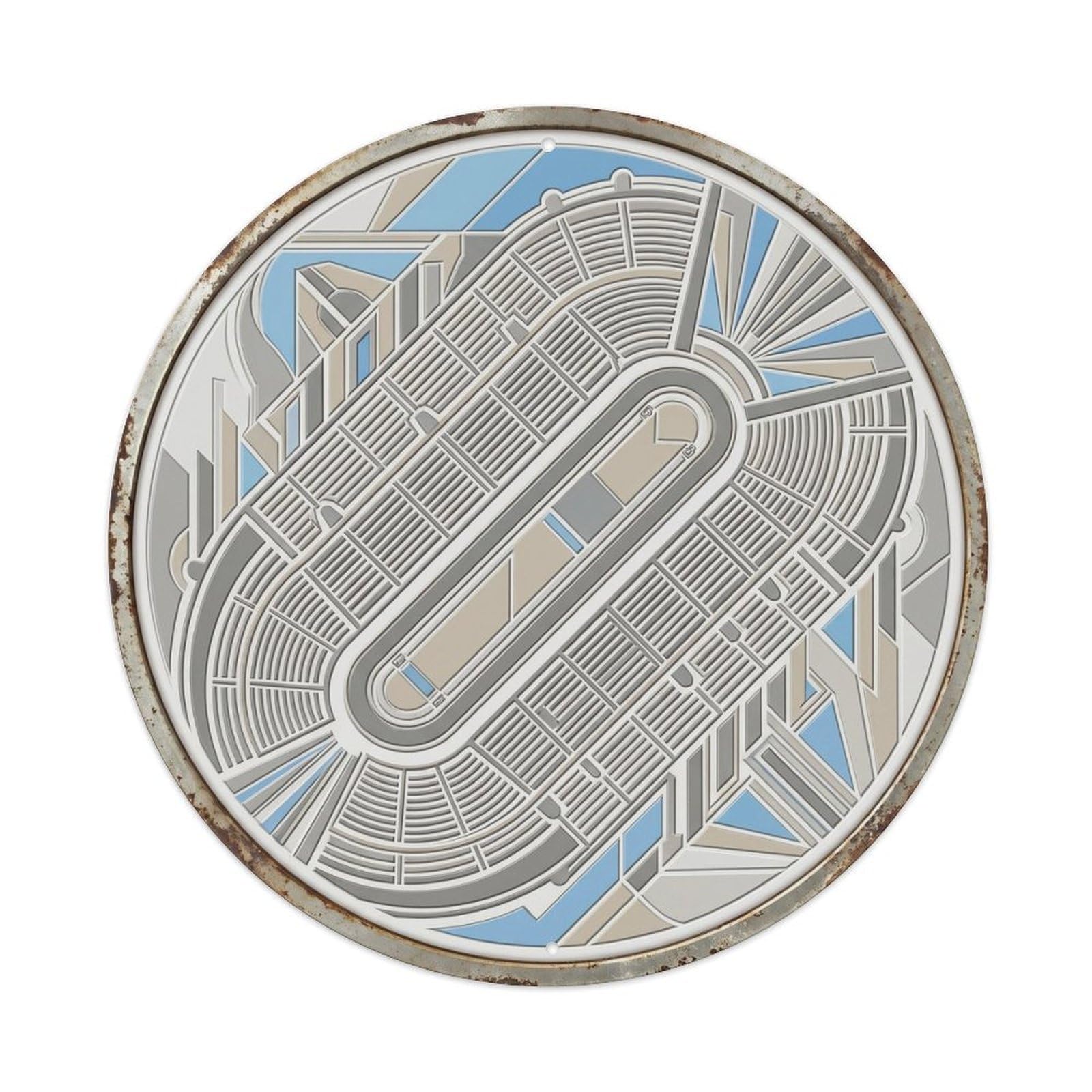 Athens Macro Stadium Travel Metal Tin Sign Plaque Wall Decor for Cafe, Club Bar, Office, Home Garden Round Metal Poster 8x8Inch