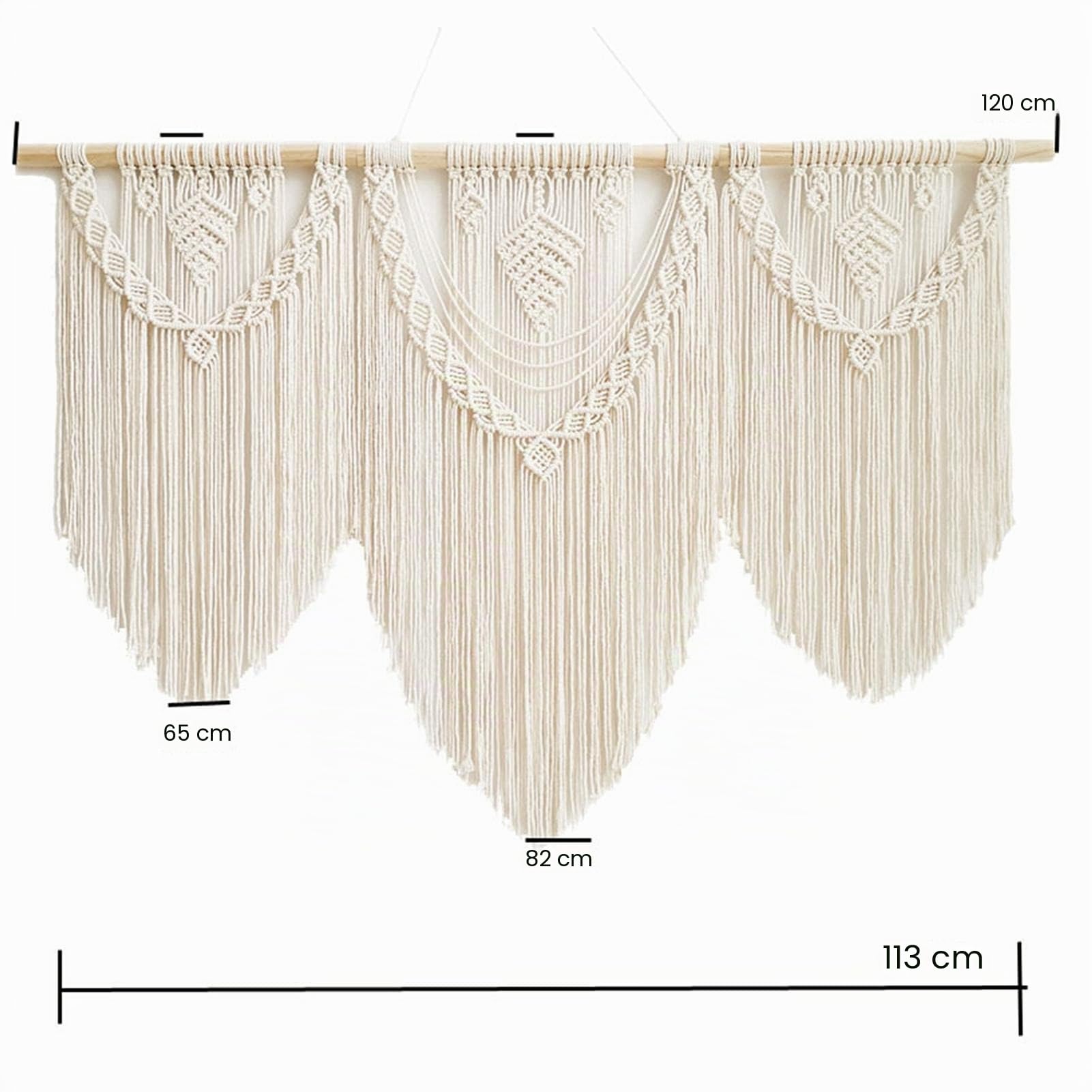 Tapiz de macramé para colgar en la pared, grande, bohemio, tejido hecho a mano, tapiz de cuerda de algodón, decoración de pared, decoración de pared bohemia para dormitorio, sala de estar,