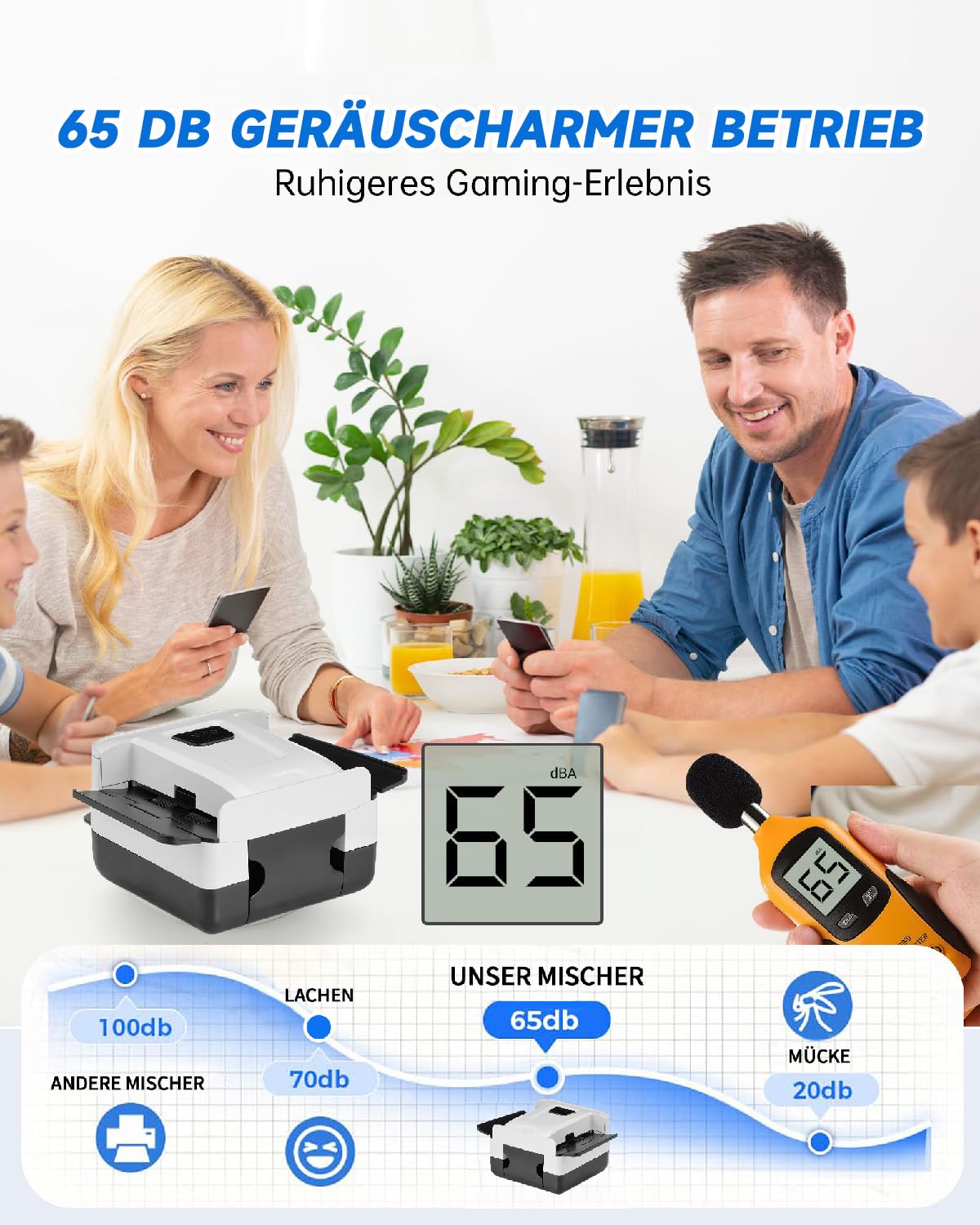 Mescolatore Carte da Gioco Automatico Ricaricabile 3000 mAh 2 Mazzi Bianco