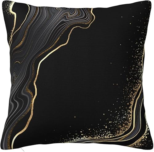 YIPOCH Mármol negro y dorado fundas de almohada de 12 x 12 pulgadas, fundas de cojín decorativas para sofá, fundas de almohada para cojines de sala,
