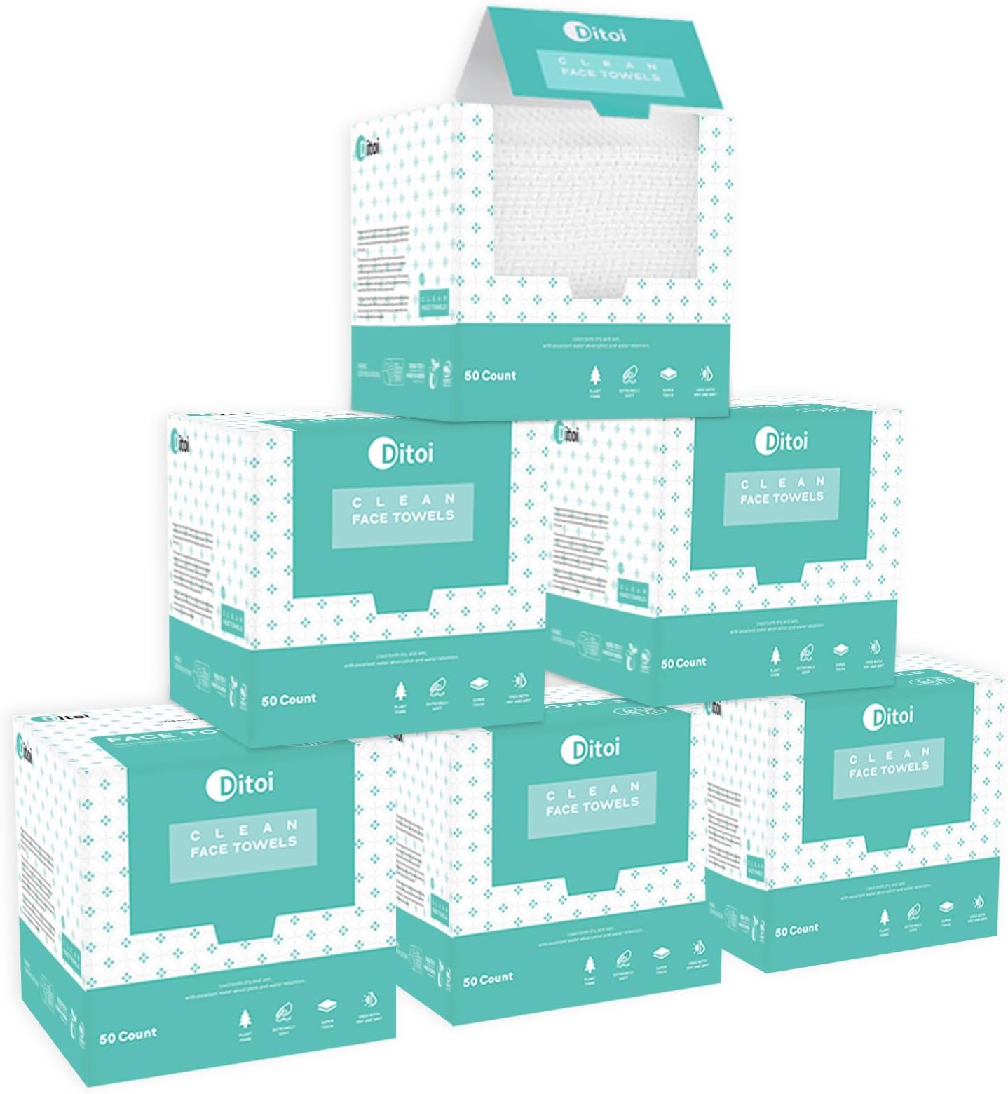 Face Towels, 10"×12" Disposable Face Towel, Face Towelettes XL, Ultra Soft Makeup Remover Dry Wipes, Thick Face Towel for Cleansing, 300 Count (6 Pack)