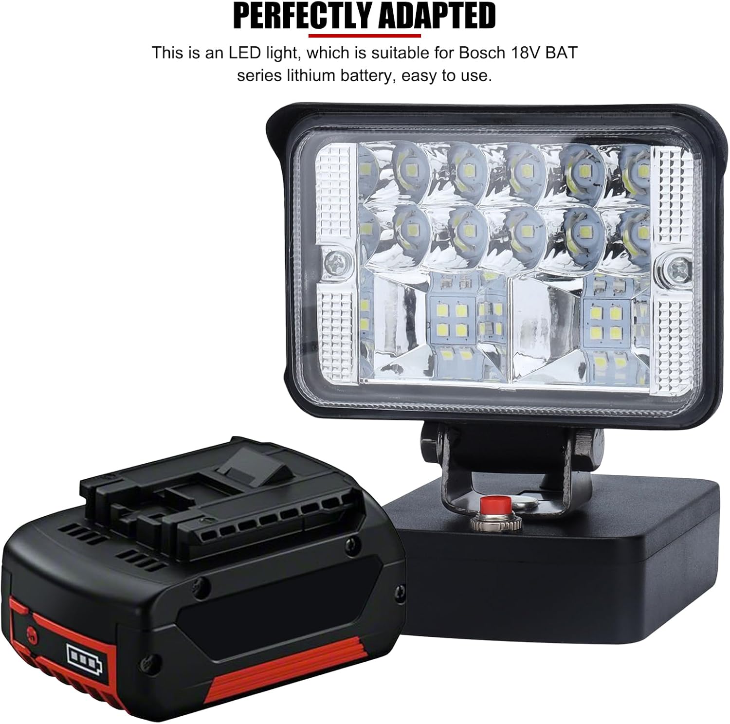 EVTSCAN LED Flood Light Super Bright Outdoor Lights with Flash for Bosch 18V BAT Series Lithium Battery