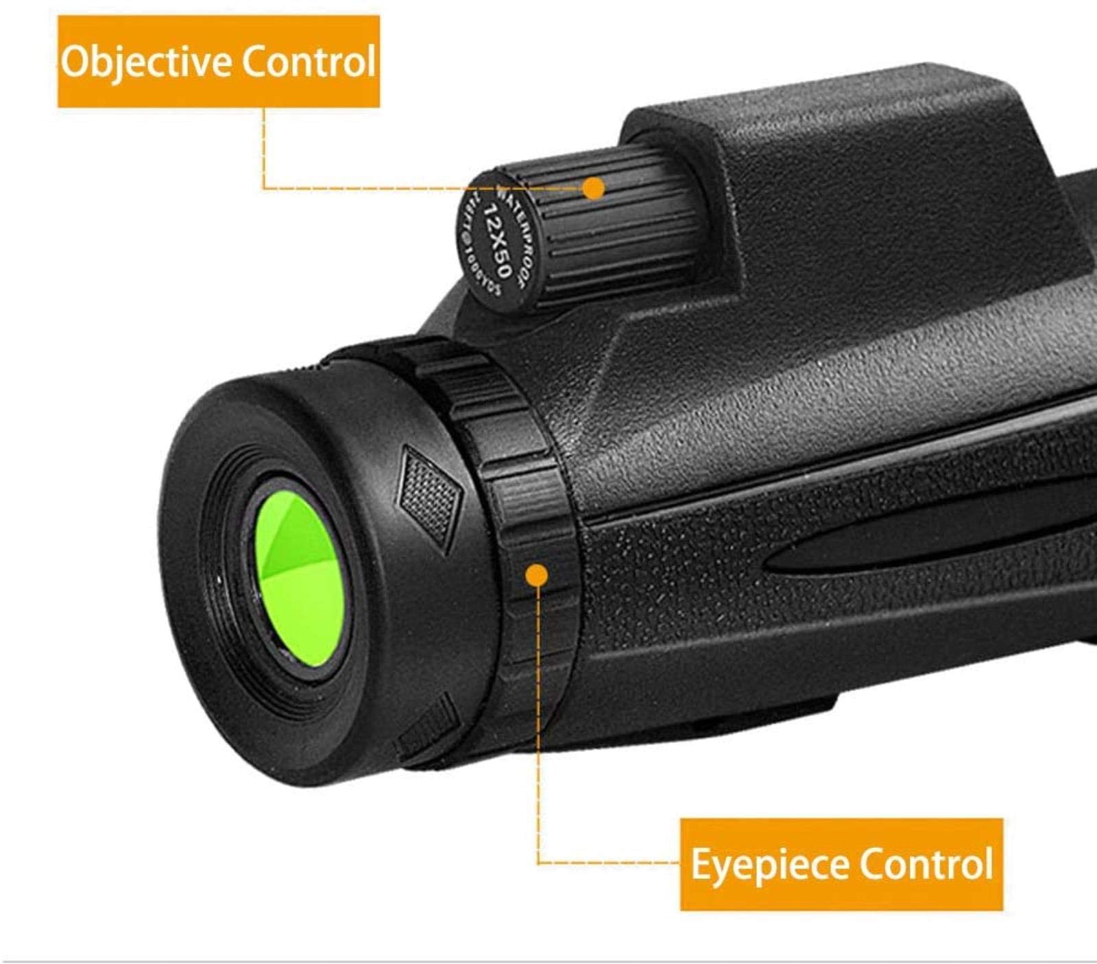 Jumelles compactes étanches 12x50, avec Objectif Prisme BAK4 Portable, Adaptateur pour Smartphone et trépied pour l'observation des Oiseaux, intérieur/extérieur