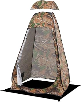 BRIAN & DANY Pop Up Shower Tent, Portable Changing Tent with Rain Shelter & Windows, Privacy Tent for Camping, Toilet or Bathroom, UPF 50& Waterproof, 47.2" x 47.2" x 74.8", Camouflage