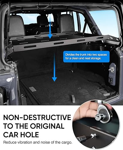 Miniatura 6 de Jeep Wrangler JK - Cesta de carga trasera (sin taladro), capacidad de peso de 150 libras, para accesorios Wrangler JK 2018-2007, estante de maletero